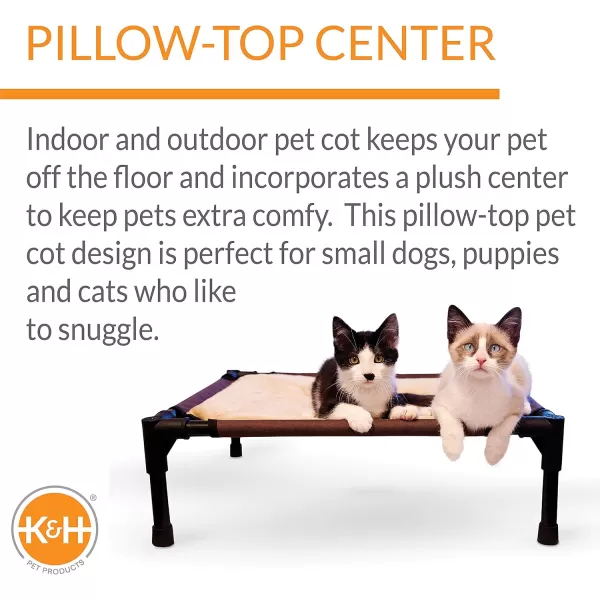 imageKampampH Pet Products Comfy Pet Cot Elevated Cat ampamp Dog Cot Bed NoSlip Rubber Feet Portable Dog or Cat Hammock Cot  ChocolateTan Small 17 X 22 X 7 Inches