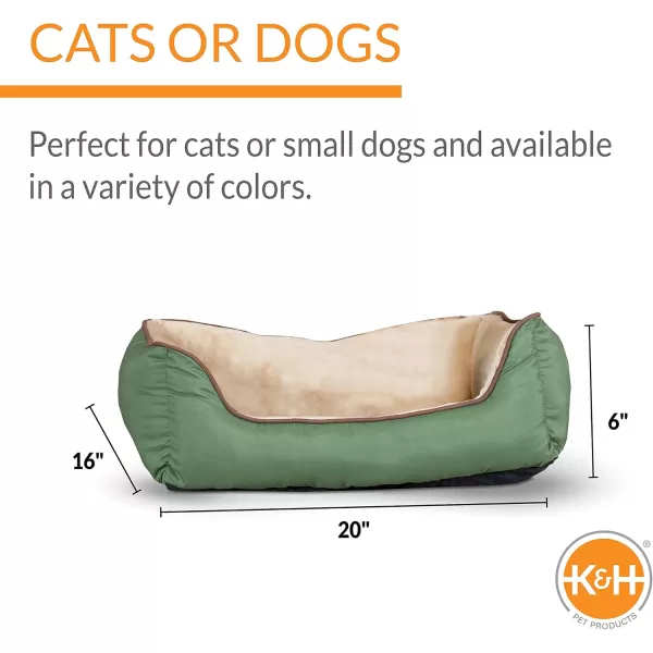 imageKampampH Pet Products SelfWarming Lounge Sleeper Dog and Cat Bed Heat Reflecting Liner Machine Washable SageTan Small 16 X 20 InchesSageTan