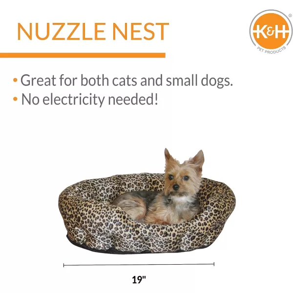 imageKampampH Pet Products SelfWarming Nuzzle Nest Pet Bed for Cats or Dogs LeopardTan 19 Inches