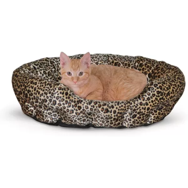 imageKampampH Pet Products SelfWarming Nuzzle Nest Pet Bed for Cats or Dogs LeopardTan 19 Inches