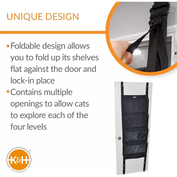imageKampampH PET PRODUCTS Hangin Cat Tree  Door Mounted Climber Cat Wall Perch Furniture Cat Hammock for Indoor Hanging  Elevated Bed  4 Story Gray 12 X 22 X 65 Inches