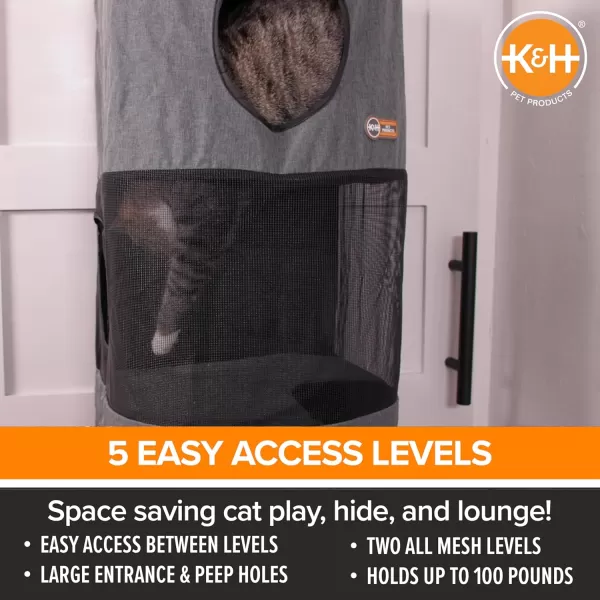 imageKampampH Pet Products Hangin Cat Condo Door Mounted Cat Furniture Cat Tree Classy Gray 5 Story High Rise5 Story Condo High Rise