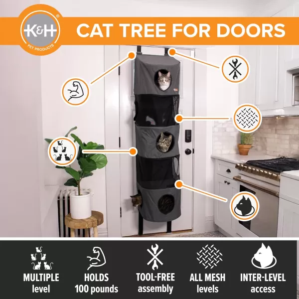 imageKampampH Pet Products Hangin Cat Condo Door Mounted Cat Furniture Cat Tree Classy Gray 5 Story High Rise5 Story Condo High Rise