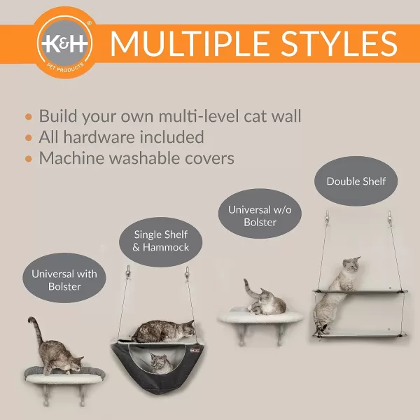 imageKampampH Pet Products Universal Wall Mount Cat Shelf Perch for Indoor Cats Floating Cat Bed Hammock for Kittens or Adults Play or Sleep  Perch No Bolster Natural 24 X 14 InchesNo Bolster