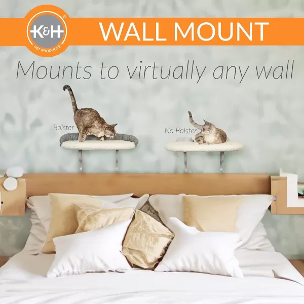 imageKampampH Pet Products Universal Wall Mount Cat Shelf Perch for Indoor Cats Floating Cat Bed Hammock for Kittens or Adults Play or Sleep  Perch No Bolster Natural 24 X 14 InchesWith Bolster