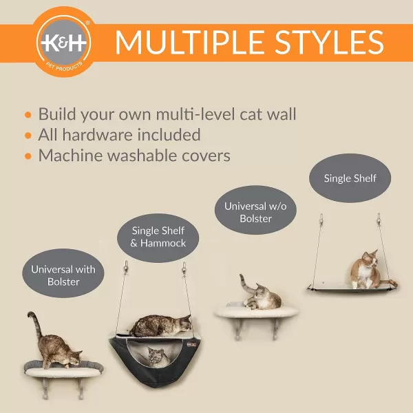 imageKampampH Pet Products Universal Wall Mount Cat Shelf Perch for Indoor Cats Floating Cat Bed Hammock for Kittens or Adults Play or Sleep  Perch No Bolster Natural 24 X 14 InchesWith Bolster