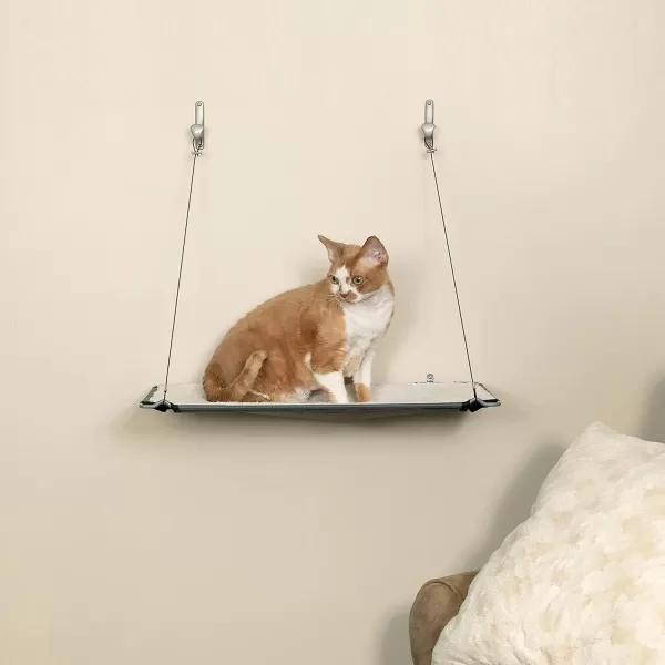 imageKampampH Pet Products Wall Mount Cat Shelf Cat Hammock for Large Cats Kitten ampamp Adulate Wall Cat Tree Furniture Activity Center Playground for Indoor Cats  Double Level Natural 23 X 12 InchesNatural