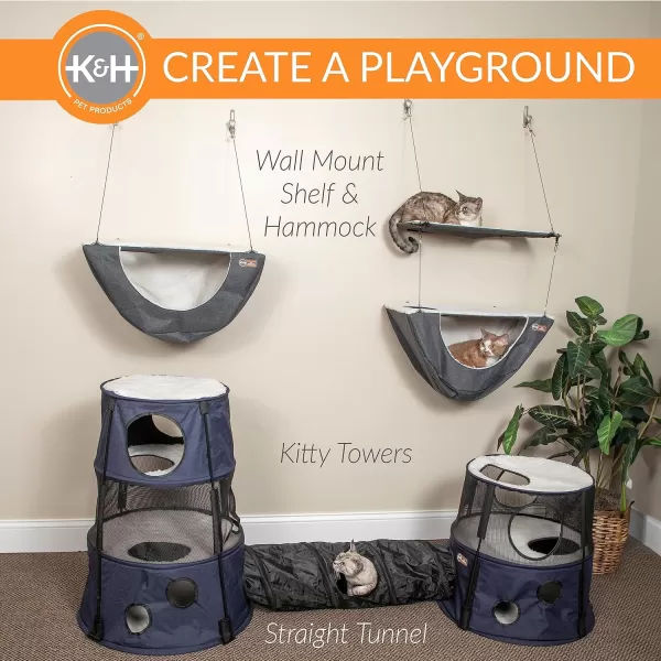 imageKampampH Pet Products Wall Mount Cat Shelf Plus Cat Hammock for Large Cats Kitten ampamp Adulate Wall Cat Tree Furniture Activity Center Playground for Indoor Cats  Single Shelf GrayNatural 23 X 12 InchesSingle Shelf