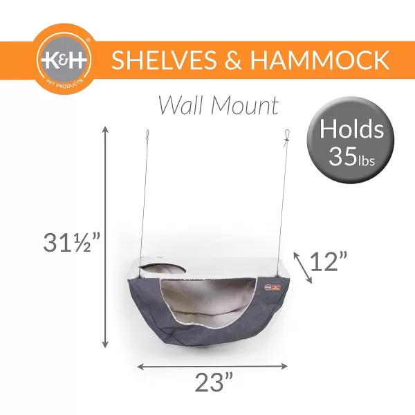 imageKampampH Pet Products Wall Mount Cat Shelf Plus Cat Hammock for Large Cats Kitten ampamp Adulate Wall Cat Tree Furniture Activity Center Playground for Indoor Cats  Single Shelf GrayNatural 23 X 12 InchesSingle Shelf