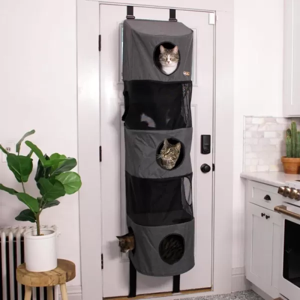 imageKampampH Pet Products Hangin Cat Condo Door Mounted Cat Furniture Cat Tree Classy Gray 5 Story High Rise5 Story Condo High Rise