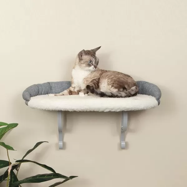 imageKampampH Pet Products Universal Wall Mount Cat Shelf Perch for Indoor Cats Floating Cat Bed Hammock for Kittens or Adults Play or Sleep  Perch No Bolster Natural 24 X 14 InchesWith Bolster