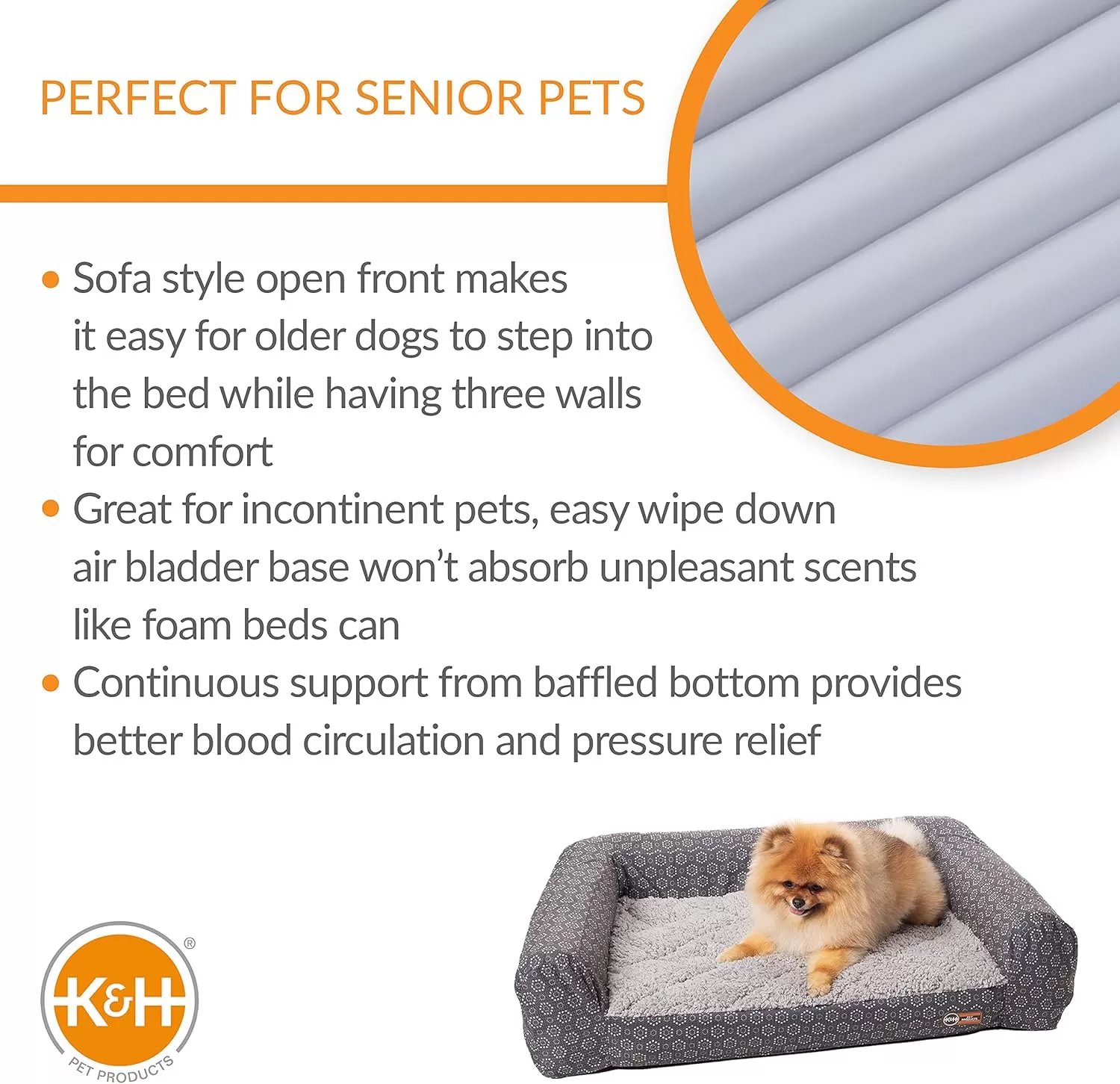 imageKampampH Pet Products Air Sofa Inflatable Dog Bed Lightweight Air Mattress Pet Bed IndoorOutdoor Bed for Seniors Camping Travel and More GrayGeo Flower Small 18 X 24 InchesGrayGeo Flower