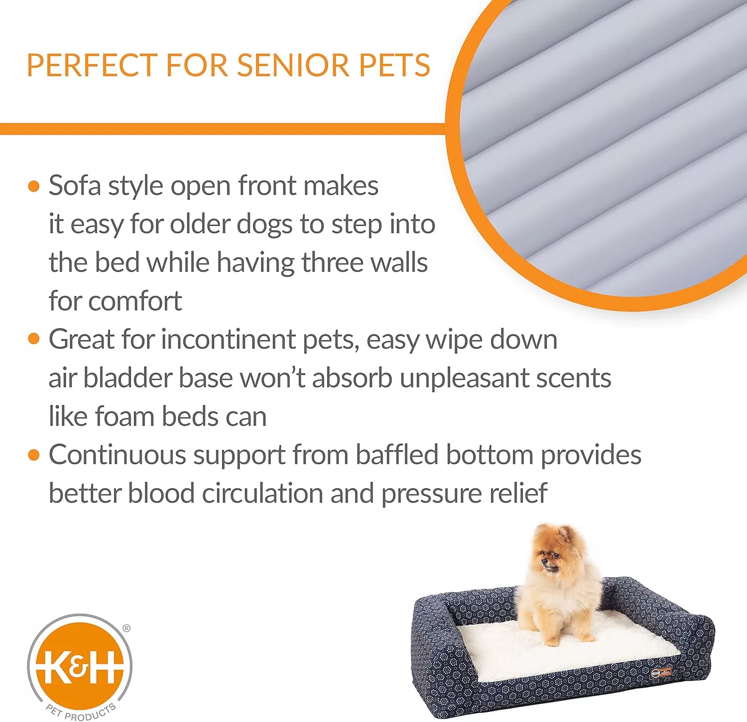 imageKampampH Pet Products Air Sofa Inflatable Dog Bed Lightweight Air Mattress Pet Bed IndoorOutdoor Bed for Seniors Camping Travel and More GrayGeo Flower Small 18 X 24 InchesNavyGeo Flower