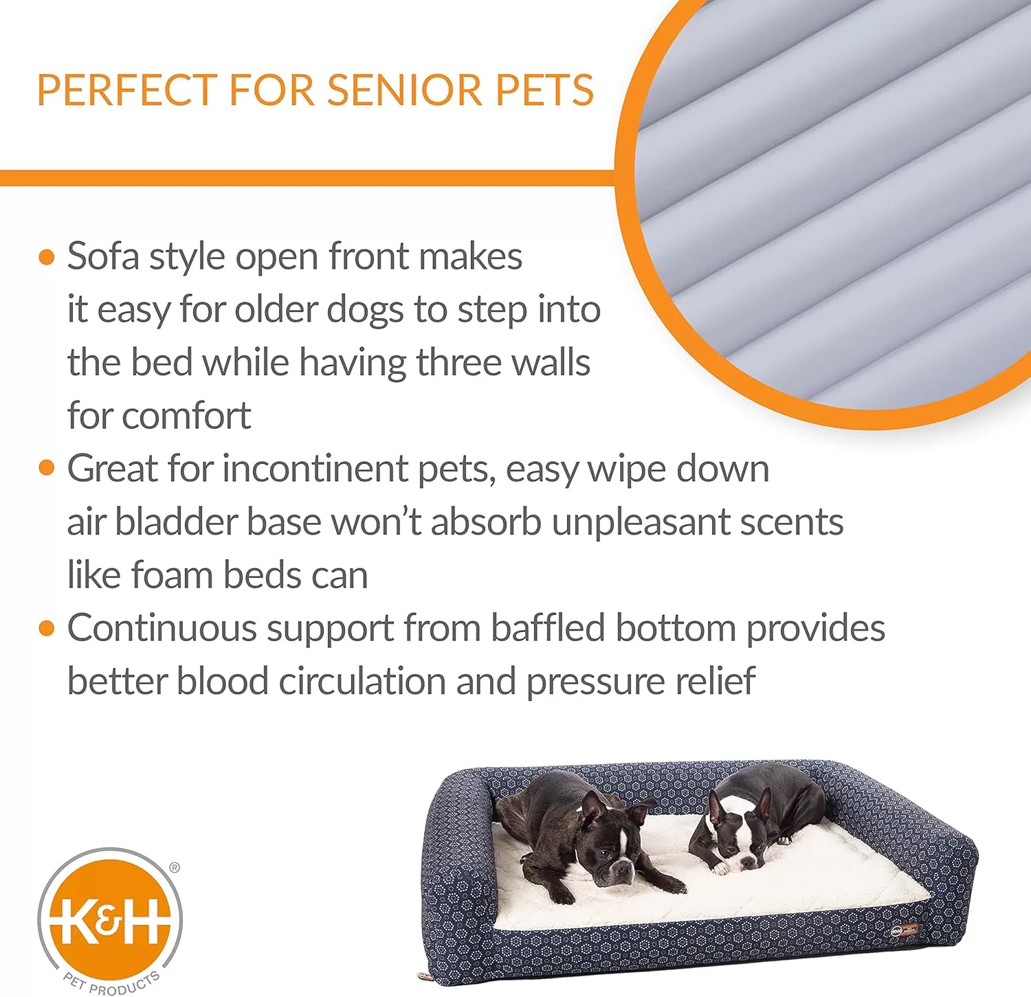 imageKampampH Pet Products Air Sofa Inflatable Dog Bed Lightweight Air Mattress Pet Bed IndoorOutdoor Bed for Seniors Camping Travel and More GrayGeo Flower Small 18 X 24 InchesNavyGeo Flower