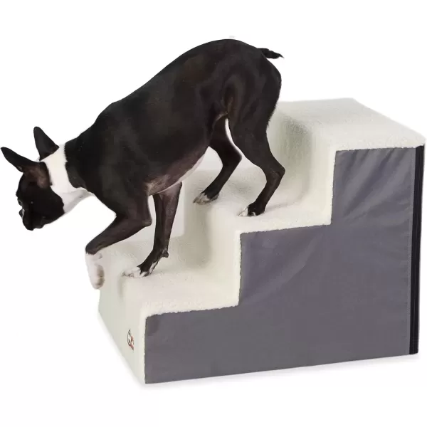 imageKampampH Pet Products Portable Lightweight Dog Stairs  Dog Steps for High Beds GrayFleece 3 Step