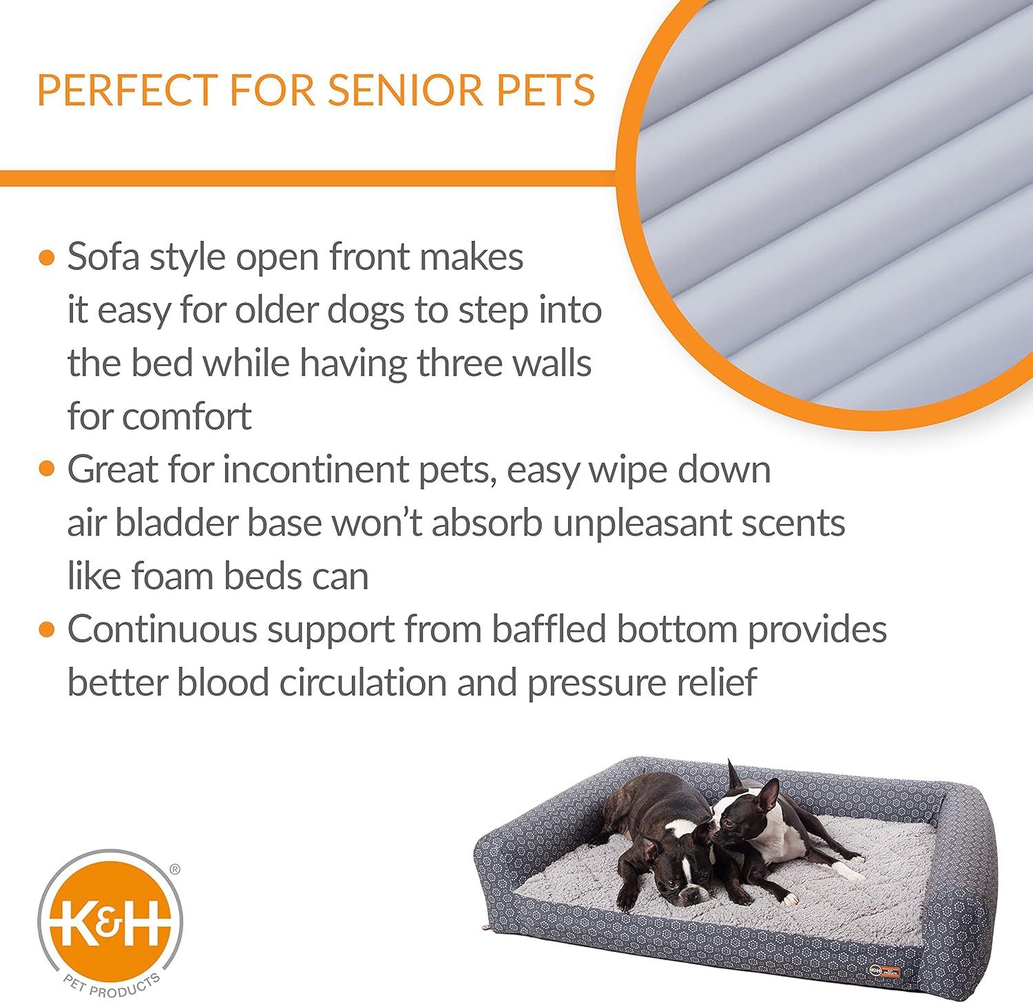 imageKampampH Pet Products Air Sofa Inflatable Dog Bed Lightweight Air Mattress Pet Bed IndoorOutdoor Bed for Seniors Camping Travel and More GrayGeo Flower Medium 27 X 36 Inches
