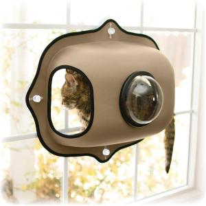 imageKampampH Pet Products EZ Mount Window Bubble Pod Kitty Sill Window Sill Cat Bed Cat Perch Cat Hammock with Lookout Bubble Window Tan 27 X 20 InchesTan