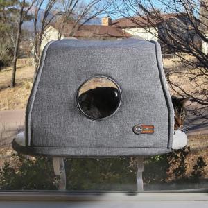 imageKampampH Pet Products Universal Mount Kitty Sill Cat Window Perch 14 X 24 Inches Hooded Fleece with Window