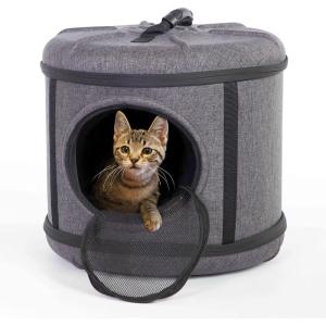 imageKampampH Pet Products Mod Capsule SoftSided Pet Carrier for Cats Breathable Cat Travel Carrier Removable Mesh Door Collapsible Small Pet Travel Safety Car Seat  Gray 17 X 17 X 155 Inches