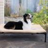 imageKampampH Pet Products Original Elevated Pet Cot Tan with Microfleece PadChocolateBlack Mesh