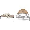 imageKampampH Pet Products Original Pet Cot Elevated Dog Bed ampamp Cot Canopy ChocolateBlack Mesh LargeTan All Season Mesh