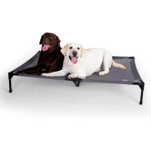 imageKampampH Pet Products Elevated Outdoor Dog Cot Bed Raised Cooling Bed with Washable Breathable Mesh for Large Dogs Portable Raised Platform Pet Bed Heavy Duty Metal Frame Hammock Bed Jumbo Gray