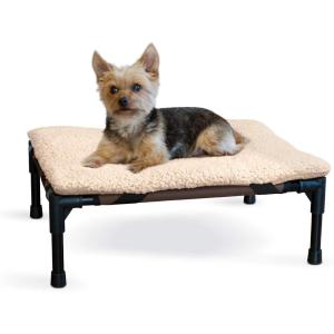 imageKampampH Pet Products Original Elevated Pet Cot Tan with Microfleece PadChocolateBlack Mesh