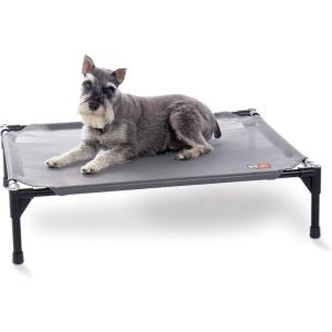 imageKampampH Pet Products Elevated Outdoor Dog Cot Bed Raised Cooling Bed with Washable Breathable Mesh for Medium Dogs Portable Raised Platform Pet Bed Heavy Duty Metal Frame Hammock Bed Medium Gray