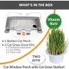 imageKampampH Pet Products EZ Mount Cat Window Perch Deluxe Bolstered Kitty Sill with Cat Grass Grow Station  Hammock Window Bed for Indoor Pets Home Grown Grass Cat Toys for Bored Indoor Adult Cats