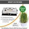 imageKampampH Pet Products EZ Mount Cat Window Perch Penthouse Kitty Sill with Cat Grass Grow Station  2 Level Hammock Window Bed for Indoor Pets Home Grown Grass Cat Toys for Bored Indoor Adult Cats