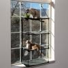 imageKampampH Pet Products EZ Mount Cat Window Perch 4 Level Kitty Sill with Cat Grass Grow Station Quad Stack  Tower Hammock Window Bed for Indoor Home Grown Grass Cat Toy for Bored Indoor Adult Cats