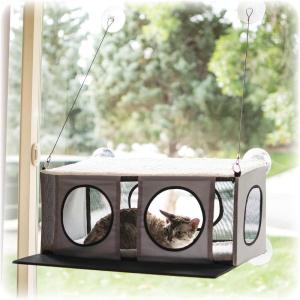 imageKampampH Pet Products Cat Window Perch for Large Cats EZ Mount Townhouse Window Sill Cat Bed Sturdy Cat Hammock for Window Cat Perch Cat Shelf Cat Window Bed Cat Furniture Cat Window Hammock 4levelPenthouse