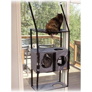 imageKampampH Pet Products Cat Window Perch for Large Cats EZ Mount Townhouse Window Sill Cat Bed Sturdy Cat Hammock for Window Cat Perch Cat Shelf Cat Window Bed Cat Furniture Cat Window Hammock 4levelTownhouse