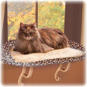 imageKampampH Pet Products Deluxe Kitty Sill w Bolster Cat Window Bed Cat Window Perch for Large Cats Cat Window Hammock Cat Window Seat Window Cat Bed Cat Perch Cat Hammock Tan Leopard PrintTanLeopard Print