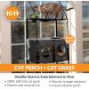 imageKampampH Pet Products EZ Mount Cat Window Perch Townhouse with Cat Grass Grow Station  Multiple Level Tower Hammock Window Bed for Indoor Pets Home Grown Grass Cat Toys for Bored Indoor Adult Cats