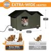 imageKampampH Pet Products Heated Elevated Outdoor Cat House for Outside Cats  ExtraWide  Large Outdoor Cat Shelter Insulated Water Resistant 2 Vinyl Doors ToolFree Assembly Feral Shelter for Outside