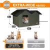 imageKampampH Pet Products Outdoor Cat House ExtraWide Unheated Cat Shelter for Two Olive 265 X 215 X 155 InchesHeated