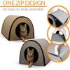 imageKampampH Pet Products Thermo Mod Kitty Shelter Waterproof Outdoor Heated Cat House Gray 21 X 14 X 13 InchesTan