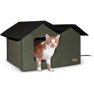 imageKampampH Pet Products Outdoor Cat House ExtraWide Unheated Cat Shelter for Two Olive 265 X 215 X 155 InchesHeated