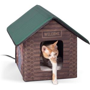 imageKampampH Pet Products Outdoor Kitty House Outdoor Cat House for Outside Community Cats Strays and Ferals Insulated Shelter Cold Weather House for Winter 19 X 22 X 17 Inches Unheated Cottage DesignLog Cabin
