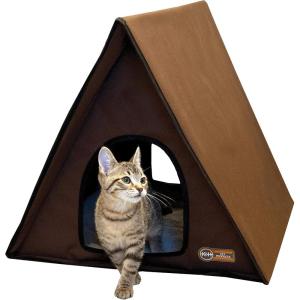 imageKampampH Pet Products Outdoor MultiKitty AFrame Cat House Feral Cat Shelter Chocolate 35 X 205 X 20 Inches UnheatedUnheated