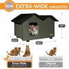 imageKampampH Pet Products Elevated Outdoor Cat House for Outside Cats  ExtraWide  Large Outdoor Cat Shelter Insulated Water Resistant 2 Vinyl Door Flaps ToolFree Assembly Feral Cat Shelter for Outside