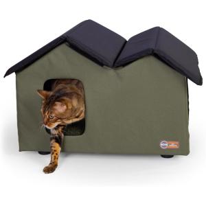 imageKampampH Pet Products Elevated Outdoor Cat House for Outside Cats  ExtraWide  Large Outdoor Cat Shelter Insulated Water Resistant 2 Vinyl Door Flaps ToolFree Assembly Feral Cat Shelter for Outside