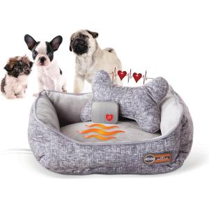 imageKampampH Pet Products Mothers Heated Dog Bed  Anxiety Relief Toy  Gray 16 X 20 Inches ExtraLarge for Dogs130L x 110W x 50Th