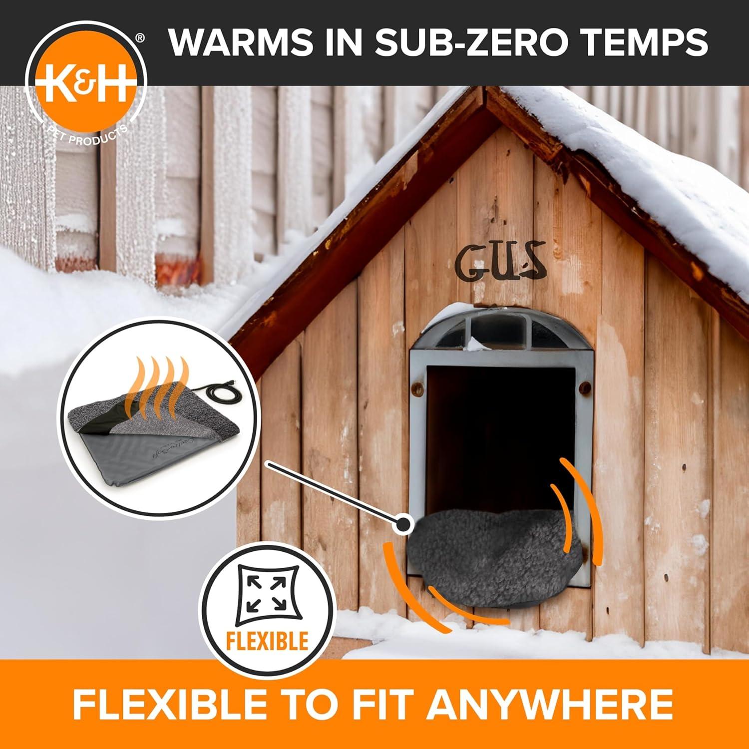 imageKampampH Pet Products LectroSoft Orthopedic Outdoor Heated Dog and Cat Bed for Medium Dogs or Big Cats SoftFlexible Safety Listed Warming Pad Waterproof Washable Cover  Medium 24 X 19in Gray 40WMedium 19 X 24 Inches
