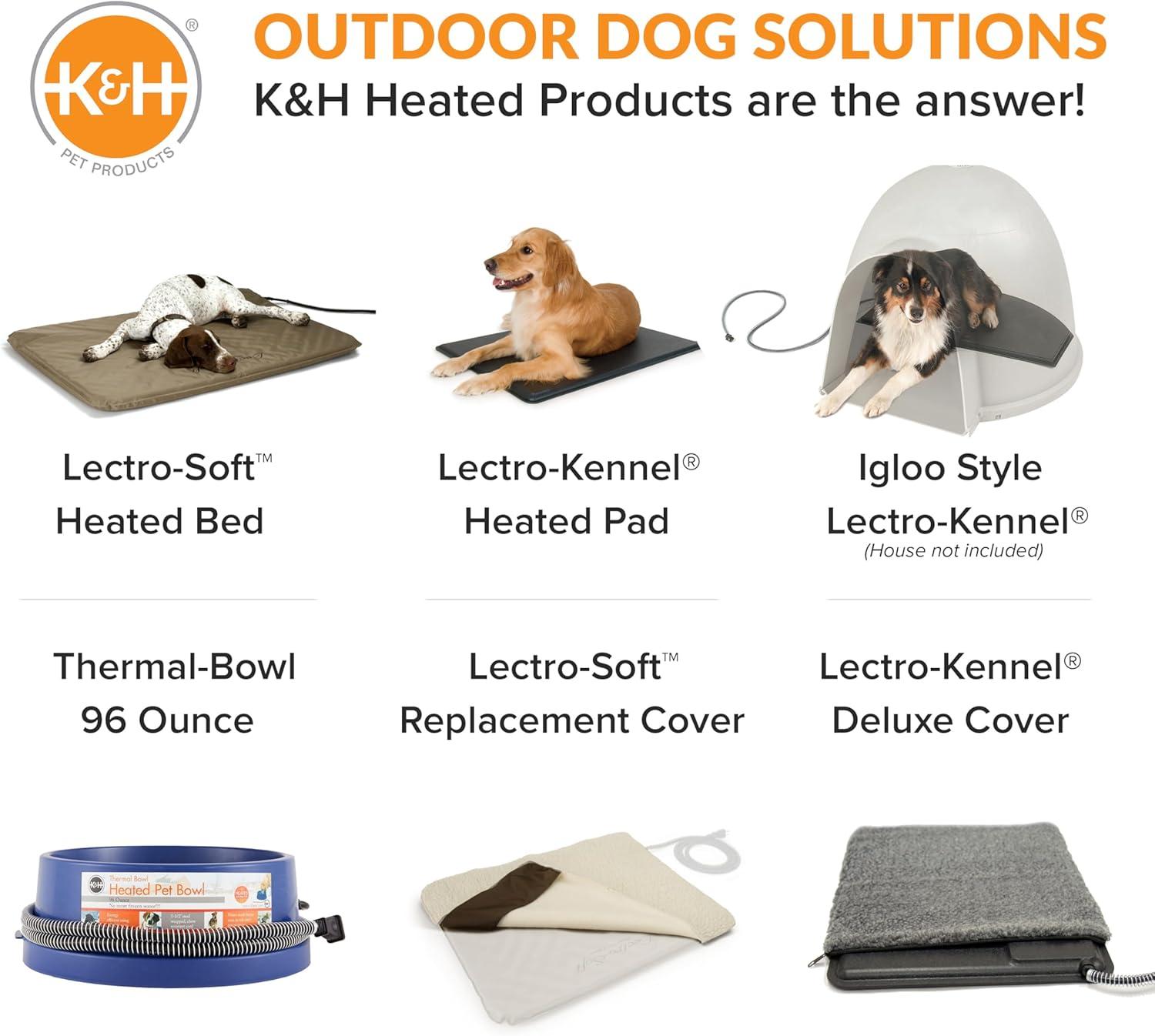 imageKampampH Pet Products LectroSoft Orthopedic Outdoor Heated Dog and Cat Bed for Medium Dogs or Big Cats SoftFlexible Safety Listed Warming Pad Waterproof Washable Cover  Medium 24 X 19in Gray 40WMedium 19 X 24 Inches