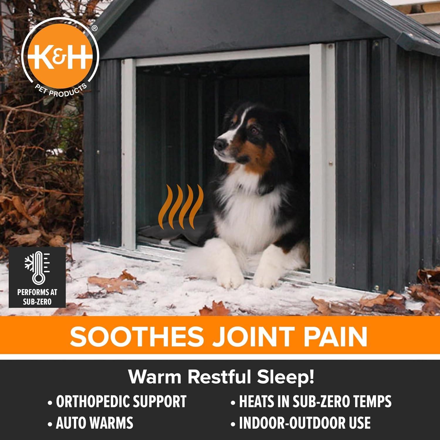 imageKampampH Pet Products LectroSoft Orthopedic Outdoor Heated Dog and Cat Bed for Medium Dogs or Big Cats SoftFlexible Safety Listed Warming Pad Waterproof Washable Cover  Medium 24 X 19in Gray 40WMedium 19 X 24 Inches