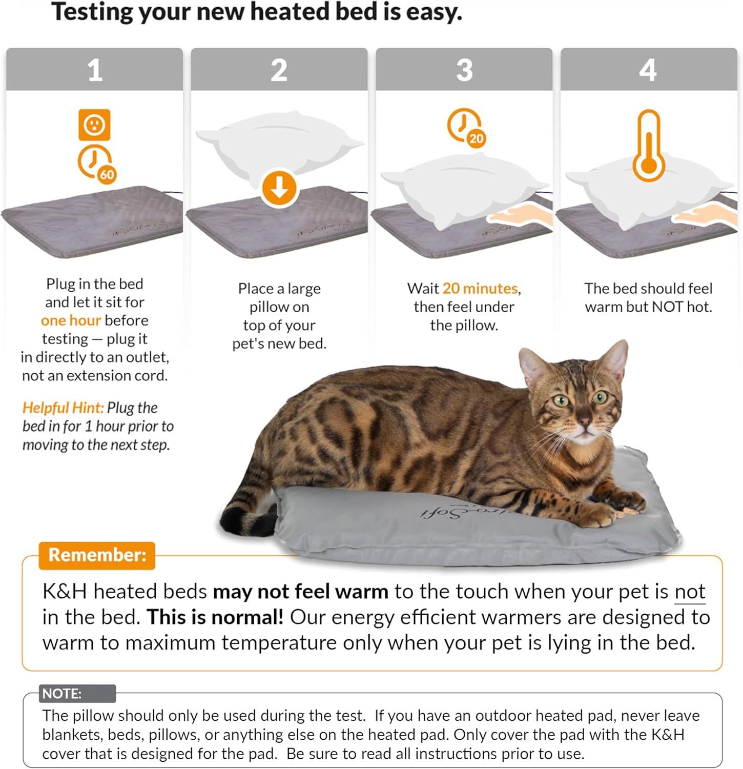imageKampampH Pet Products LectroSoft Orthopedic Outdoor Heated Dog and Cat Bed for Medium Dogs or Big Cats SoftFlexible Safety Listed Warming Pad Waterproof Washable Cover  Medium 24 X 19in Gray 40WSmall 18 X 14 Inches