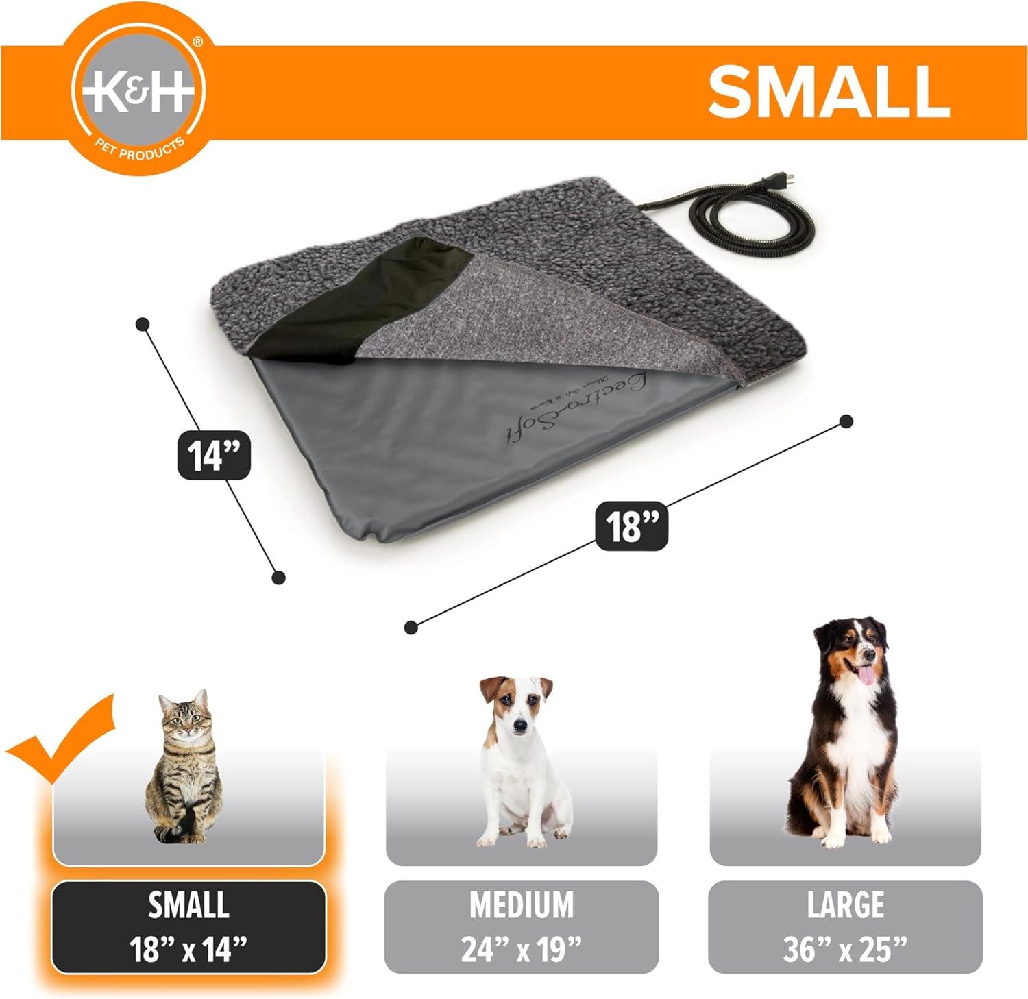 imageKampampH Pet Products LectroSoft Orthopedic Outdoor Heated Dog and Cat Bed for Medium Dogs or Big Cats SoftFlexible Safety Listed Warming Pad Waterproof Washable Cover  Medium 24 X 19in Gray 40WSmall 18 X 14 Inches