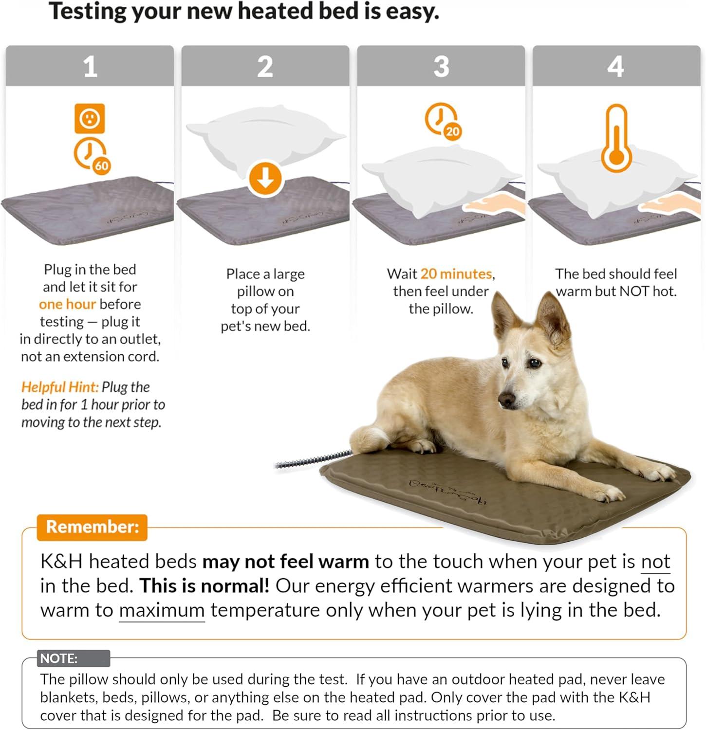 imageKampampH Pet Products LectroSoft Orthopedic Outdoor Heated Dog and Cat Bed for Medium Dogs or Big Cats SoftFlexible Safety Listed Warming Pad Waterproof Washable Cover  Medium 24 X 19in Gray 40WMedium 19 X 24 Inches